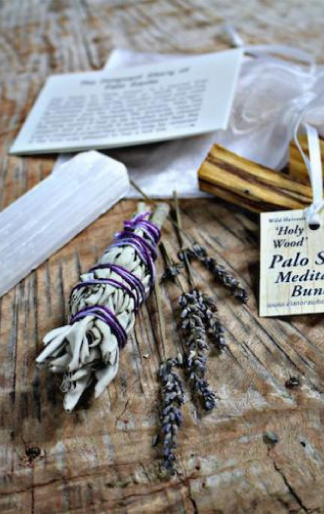 Palo Santo meditation bundle with Selenite Wand