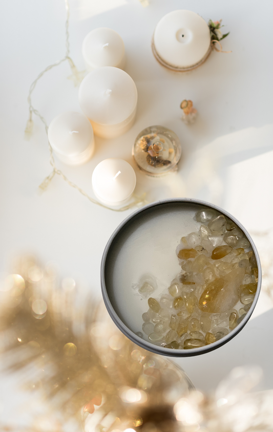 Crystal infused Citrine Candle