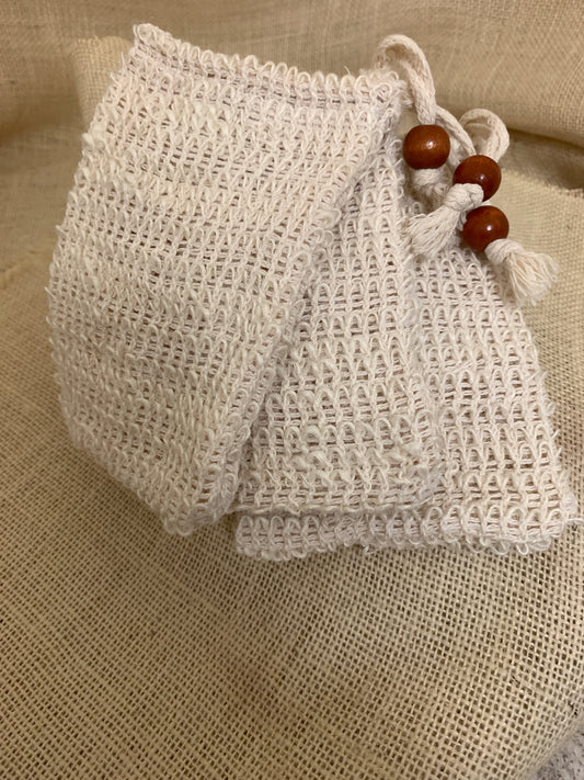 Exfoliating soap bags.